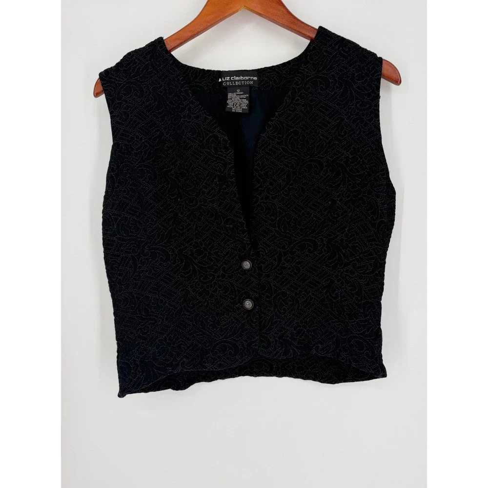 Liz Claiborne Womens Vest 12 Vintage 90s Whimsigoth Dark Academia Corporate Goth